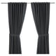RITVA Curtains with tie-backs, 1 pair, gray/with heading tape, 57x98 "