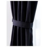 RITVA Curtains with tie-backs, 1 pair, gray/with heading tape, 57x98 "