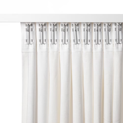RITVA Curtains with tie-backs, 1 pair, white/with heading tape, 57x118 "