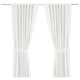RITVA Curtains with tie-backs, 1 pair, white/with heading tape, 57x65 "