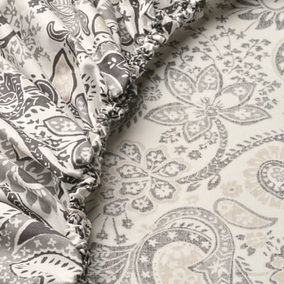 RODGERSIA Fitted sheet, gray/white, Queen