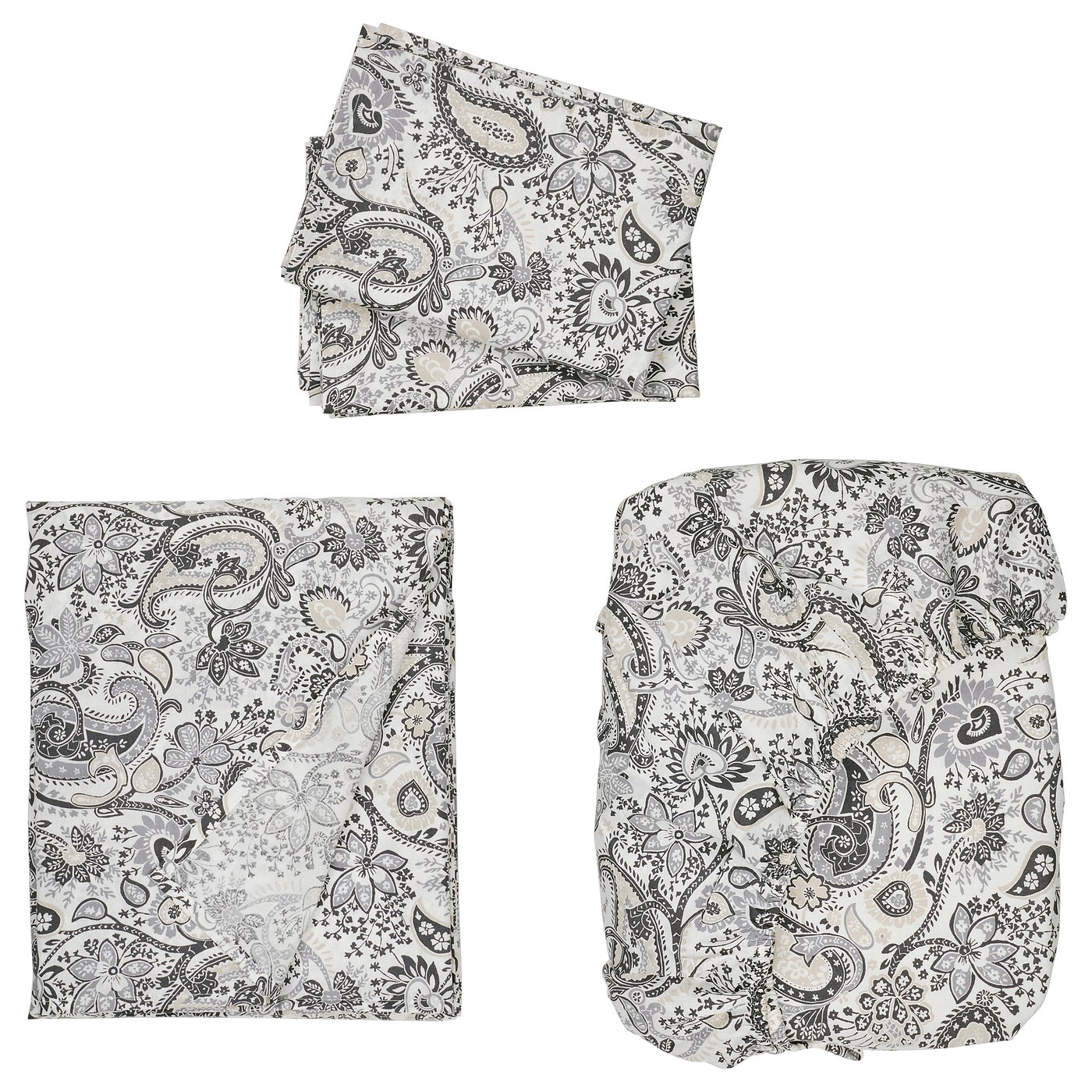 RODGERSIA Sheet set, gray/white, King