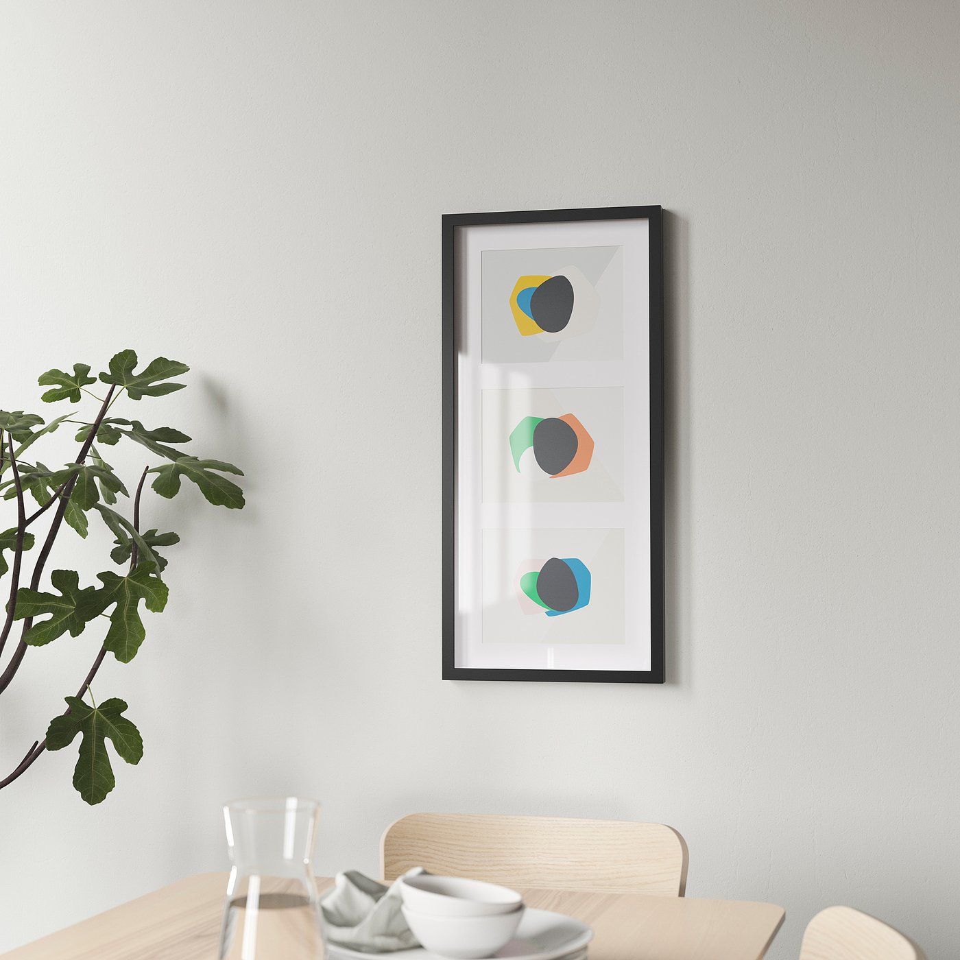 RÖDALM frame for 3 pictures, black, 30x13 ¾