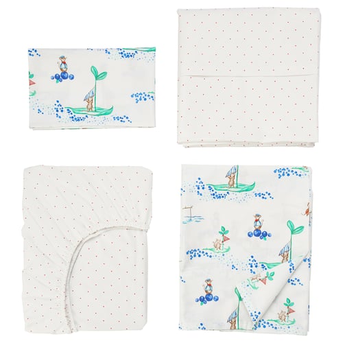 Rodhake 4 Piece Bedlinen Set For Crib Sailing Mouse 271 2x52 Ikea