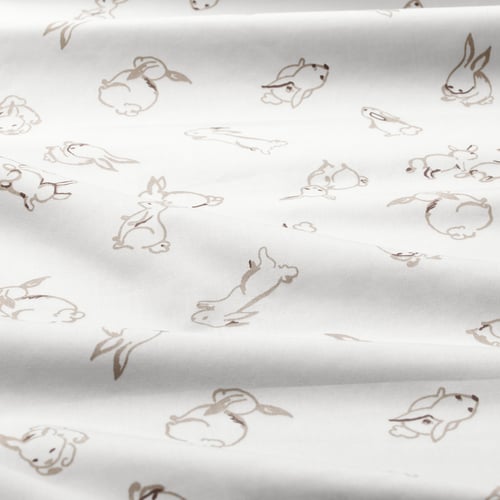 RÖDHAKE duvet cover 1 pillowcase f crib, rabbit pattern/white/beige