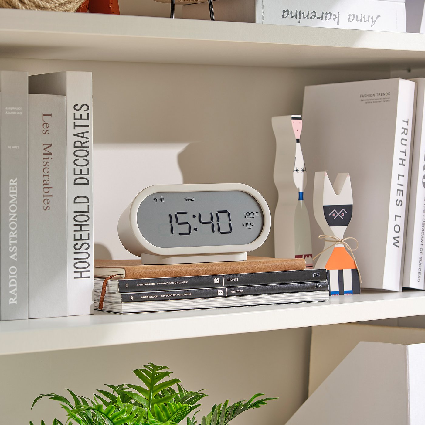 RÖDSTRÄFSE alarm clock with hygro-/thermometer, beige, 6 ¾x3 ¼x2 ¼