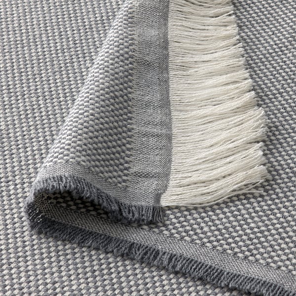 RÖNNBÄRSMAL Throw, gray/white, 51x67 "
