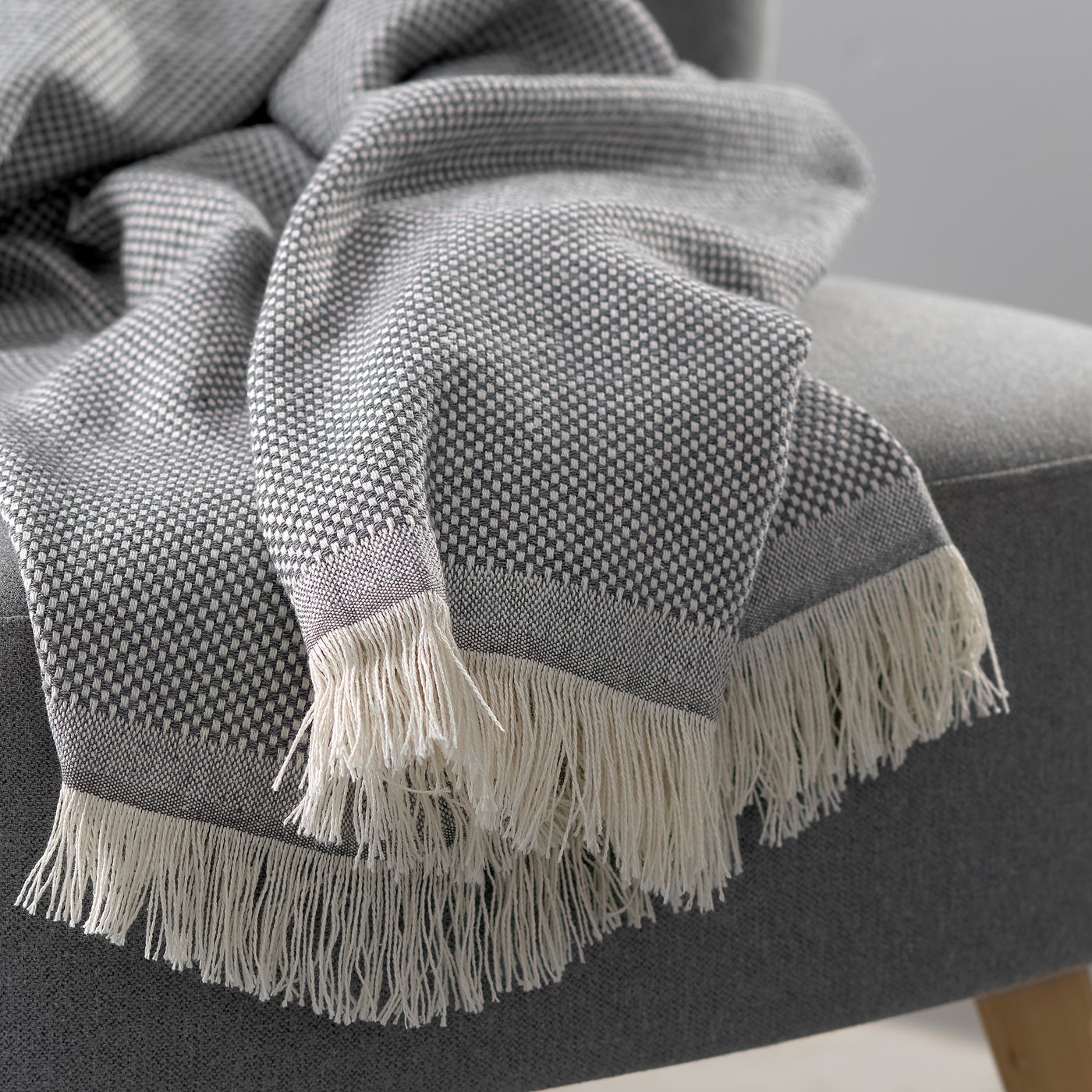 その他 RonHarman Blanket RÖNNBÄRSMAL throw, gray/white, 51x67