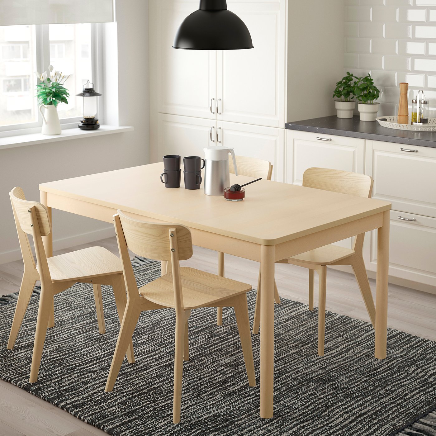 RÖNNINGE / LISABO Table and 4 chairs birch/ash IKEA
