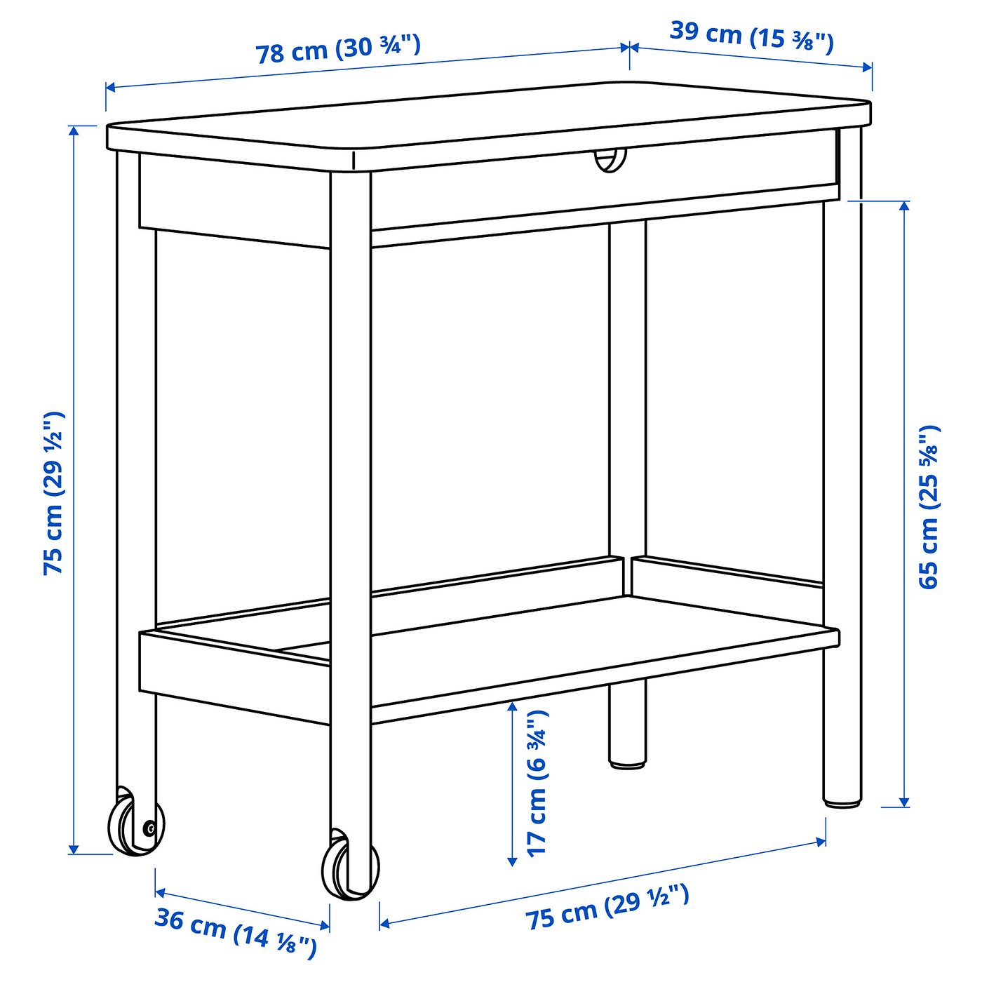 RÖNNINGE utility cart, birch, 303/4x153/8
