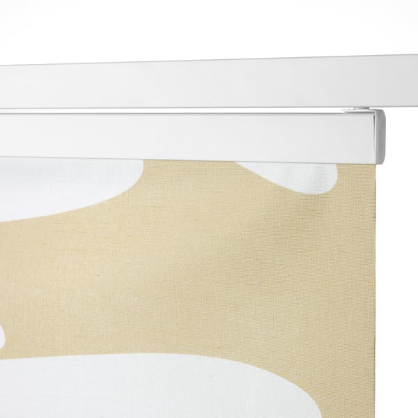 RÖNNVÅRMAL Panel curtain, beige/white, 24x118 "