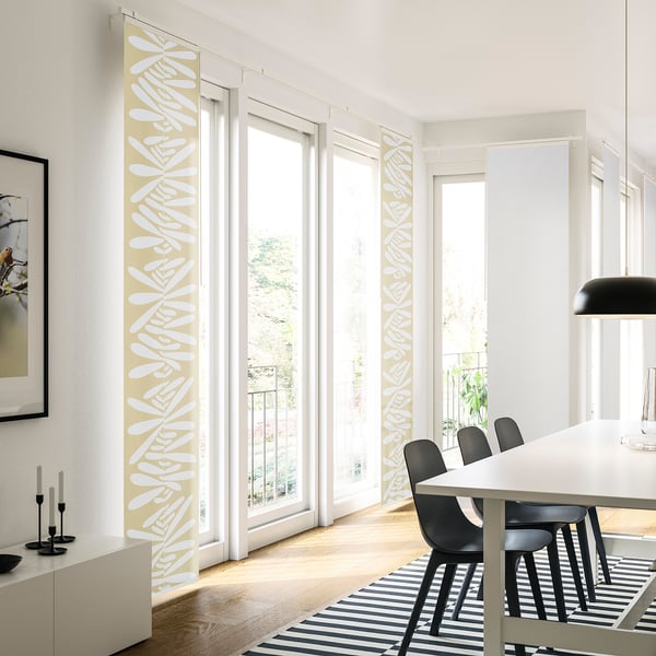 RÖNNVÅRMAL Panel curtain, beige/white, 24x118 "