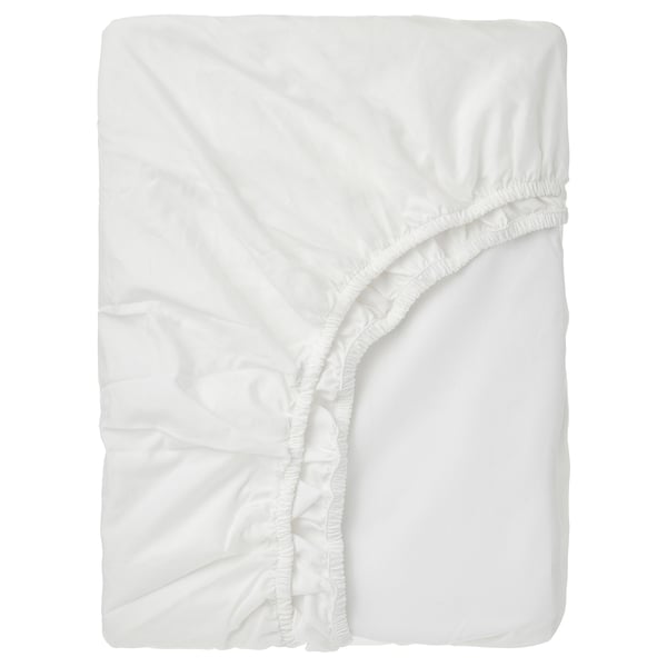 RÖNNVECKMAL Fitted sheet, white, Queen