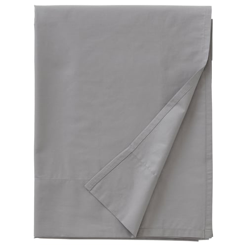 RÖNNVECKMAL grey sheets, 100% cotton percale, crisp design, neatly folded.