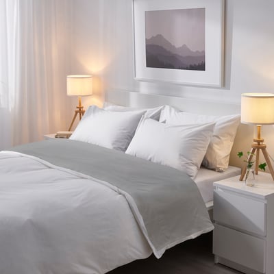 RÖNNVECKMAL Flat sheet, gray, King