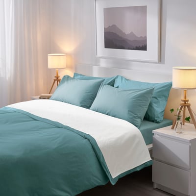 RÖNNVECKMAL Flat sheet, white, Queen