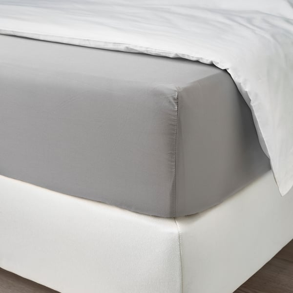 RÖNNVECKMAL Sheet set, gray, Queen