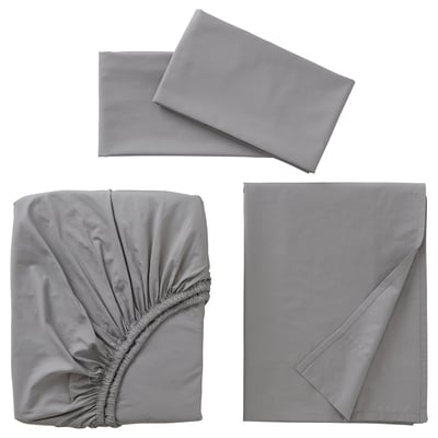 RÖNNVECKMAL Sheet set, gray, Queen