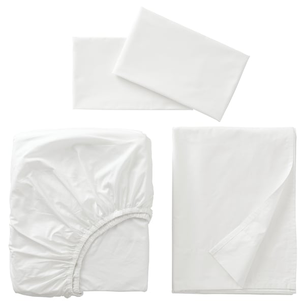 RÖNNVECKMAL Sheet set, white, Queen