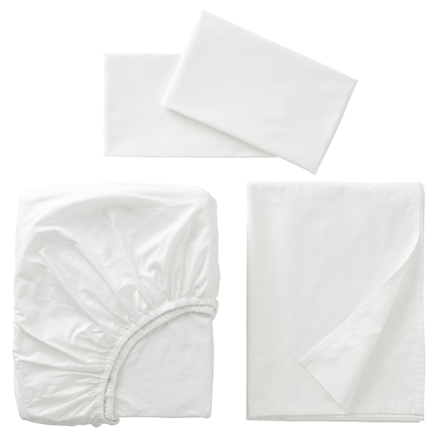 RÖNNVECKMAL Sheet set, white, King