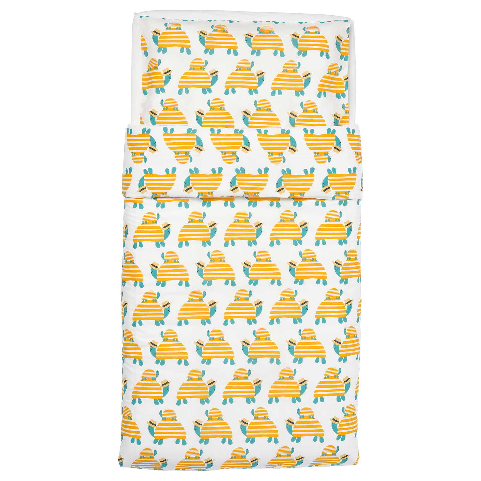 RÖRANDE Crib duvet cover/pillowcase, turtle yellow, 43x49/14x22" IKEA