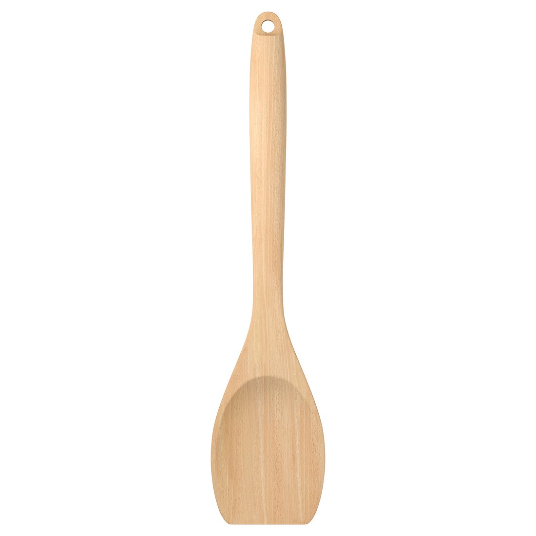 Single wooden spatula, light brown, beechwood, smooth design, no additional markings.