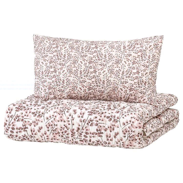 ROSENIBERIS comforter and pillowcase(s), pink floral pattern, Twin IKEA