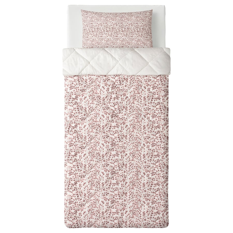 ROSENIBERIS comforter and pillowcase(s), pink floral pattern, Twin IKEA