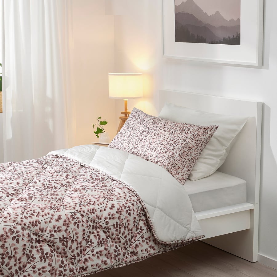 ROSENIBERIS comforter and pillowcase(s), pink floral pattern, Twin IKEA