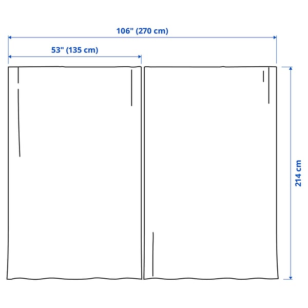 ROSENMANDEL Black-out curtains, 1 pair, gray/with heading tape, 53x84 "