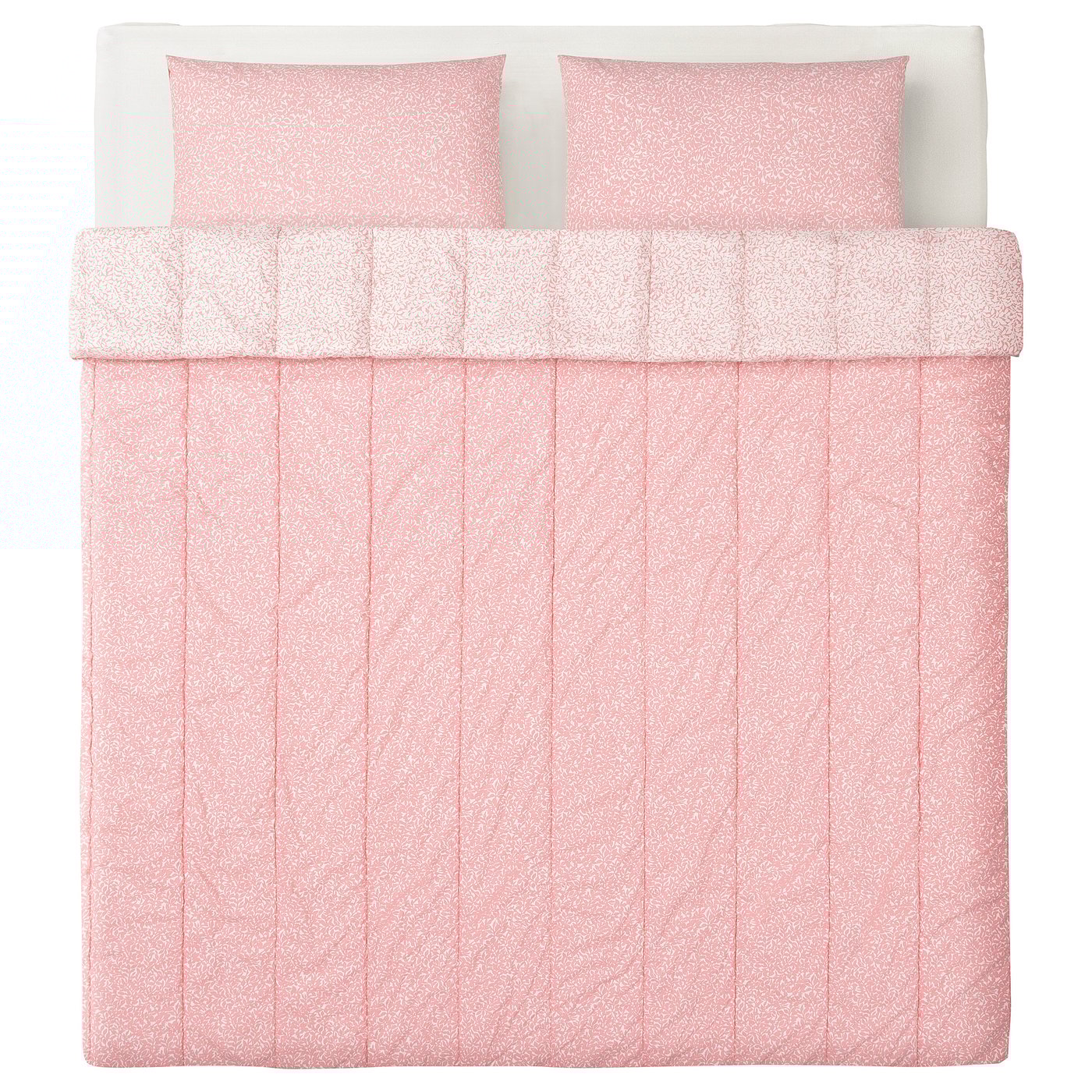 ROSENMYRTEN Comforter and 2 pillowcases, pink floral pattern, Full/Queen IKEA