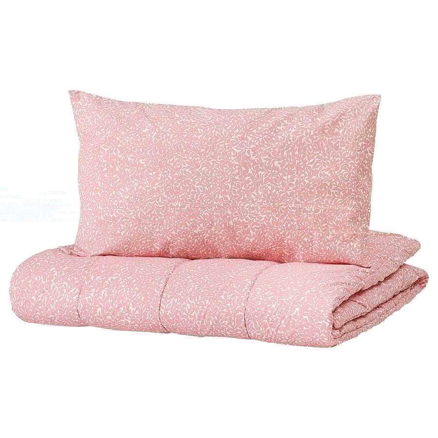 ROSENMYRTEN Comforter and pillowcase, pink floral pattern, Twin IKEA