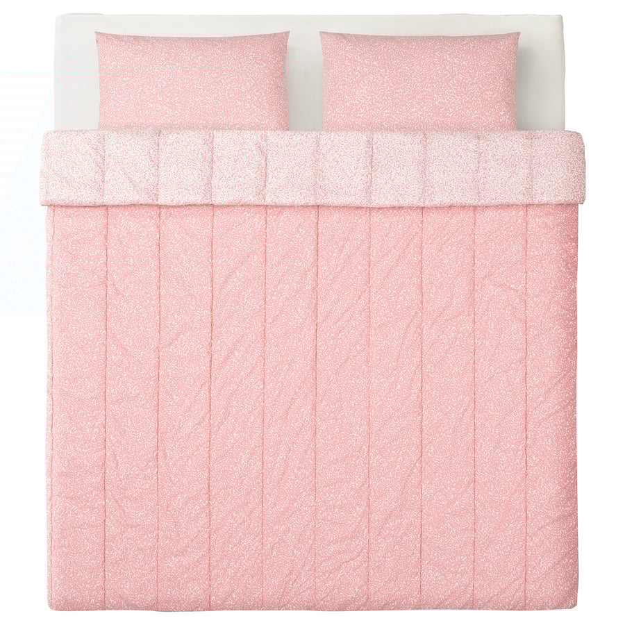 ROSENMYRTEN comforter and pillowcase(s), pink floral pattern, Full