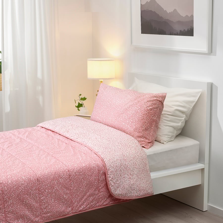 ROSENMYRTEN comforter and pillowcase(s), pink floral pattern, Twin IKEA