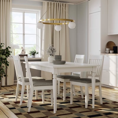ROSENTORP / NÄSINGE Table and 4 chairs, white/Tibbleby beige-gray white, 61/84 5/8x34 1/4 "