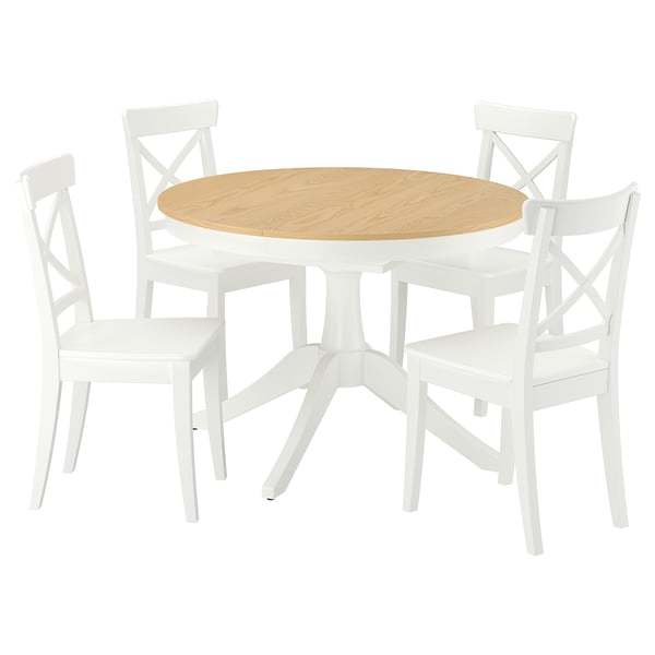 ROSENTORP / ROSENTORP Table and 4 chairs, ash veneer white/white, 43 1/4/61 "