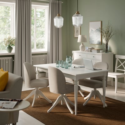 ROSENTORP / ROSENTORP Table and 4 chairs, white/white Kilanda light beige, 61/84 5/8x34 1/4 "