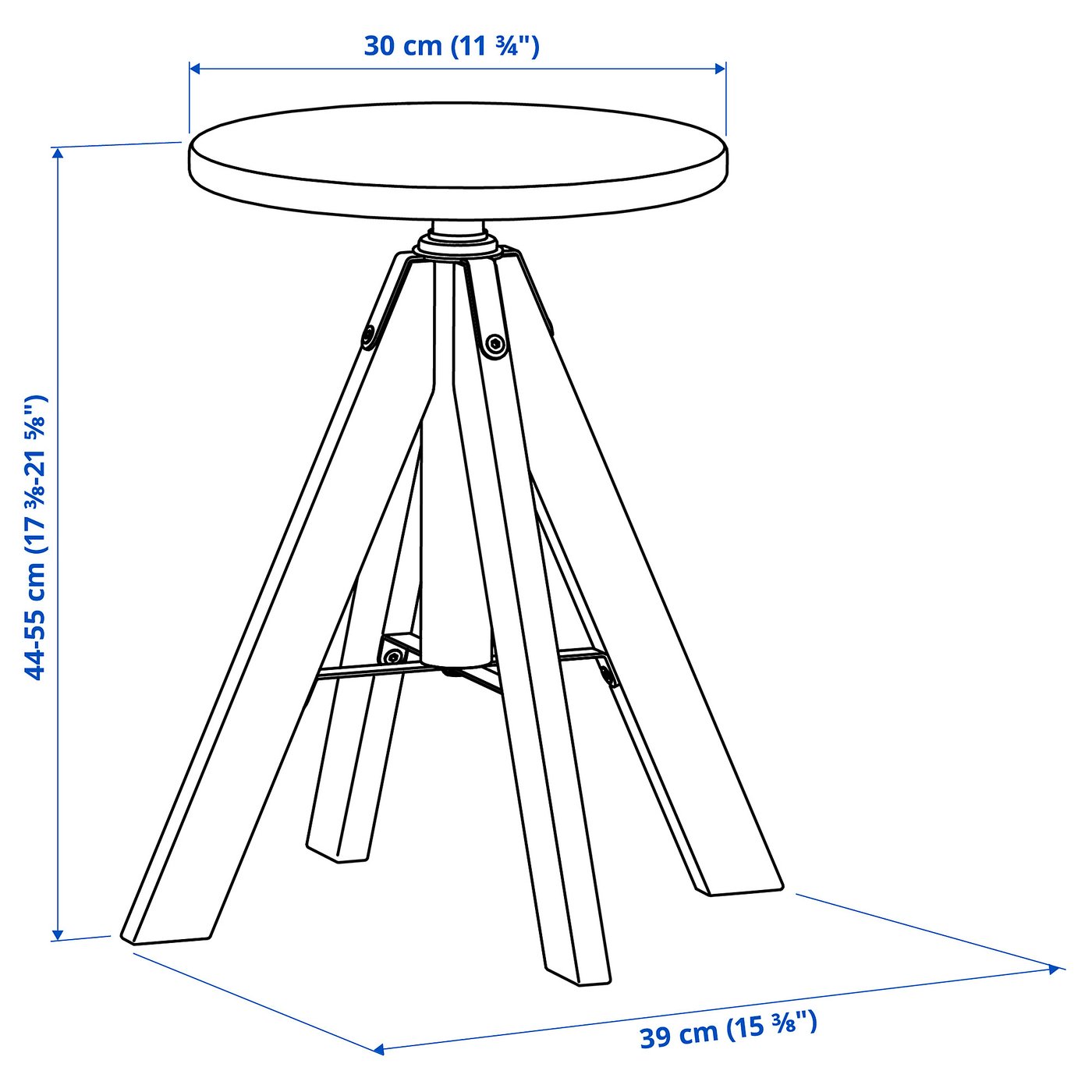 RUDSTORP stool, black, 173/8-215/8