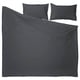 RUNDHAGTORN: anthracite bedding set, 100% cotton & linen. Includes flat & 2 pillowcases, pre-washed, relaxed look.