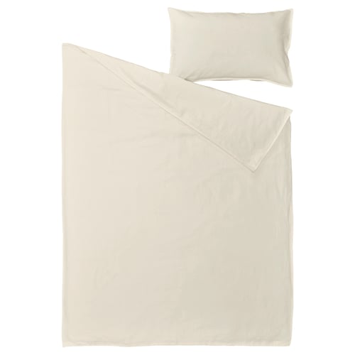Beige RUNDHAGTORN duvet set, 100% cotton linen, flat rectangular design with envelope pillowcase.