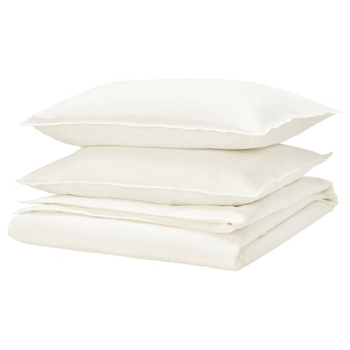 RUNDHAGTORN bed set: white, square, crisp linen-cotton, clean, minimalist.