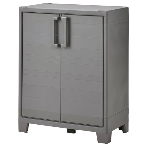 RUNMARÖ Cabinet with doors - dark gray indoor/outdoor 31 1/2x17 3/8x39 3/8 "