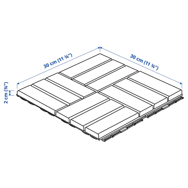 RUNNEN Decking, outdoor, brown stained, 9 sq feet