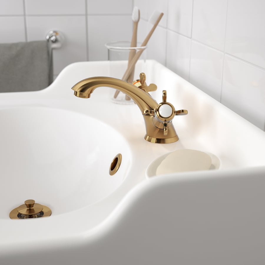 RUNSKÄR Bath faucet with strainer, brass color IKEA