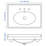 RUTSJÖN Sink with water trap, white 8" widespread, 31 3/8x21 7/8 "