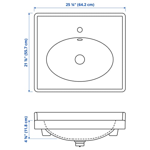 Illustration with measurements for the product: RUTSJÖN.