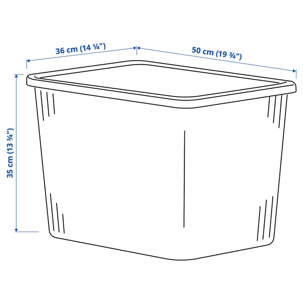 RYKTA Storage box with lid, transparent gray-blue, 14 ¼x19 ¾x13 ¾/12 gallon  - IKEA