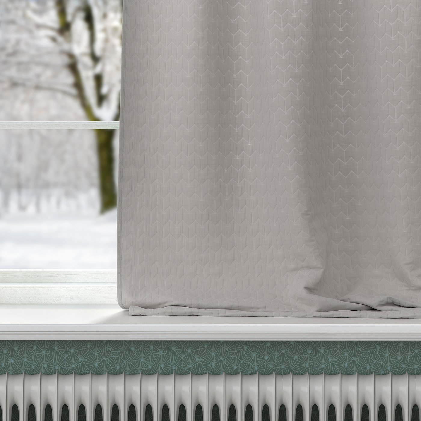 RYSSBRÄKEN room darkening curtain, 1 piece, light gray/with