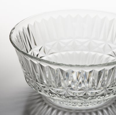 SÄLLSKAPLIG Bowl, clear glass/patterned, 6 "