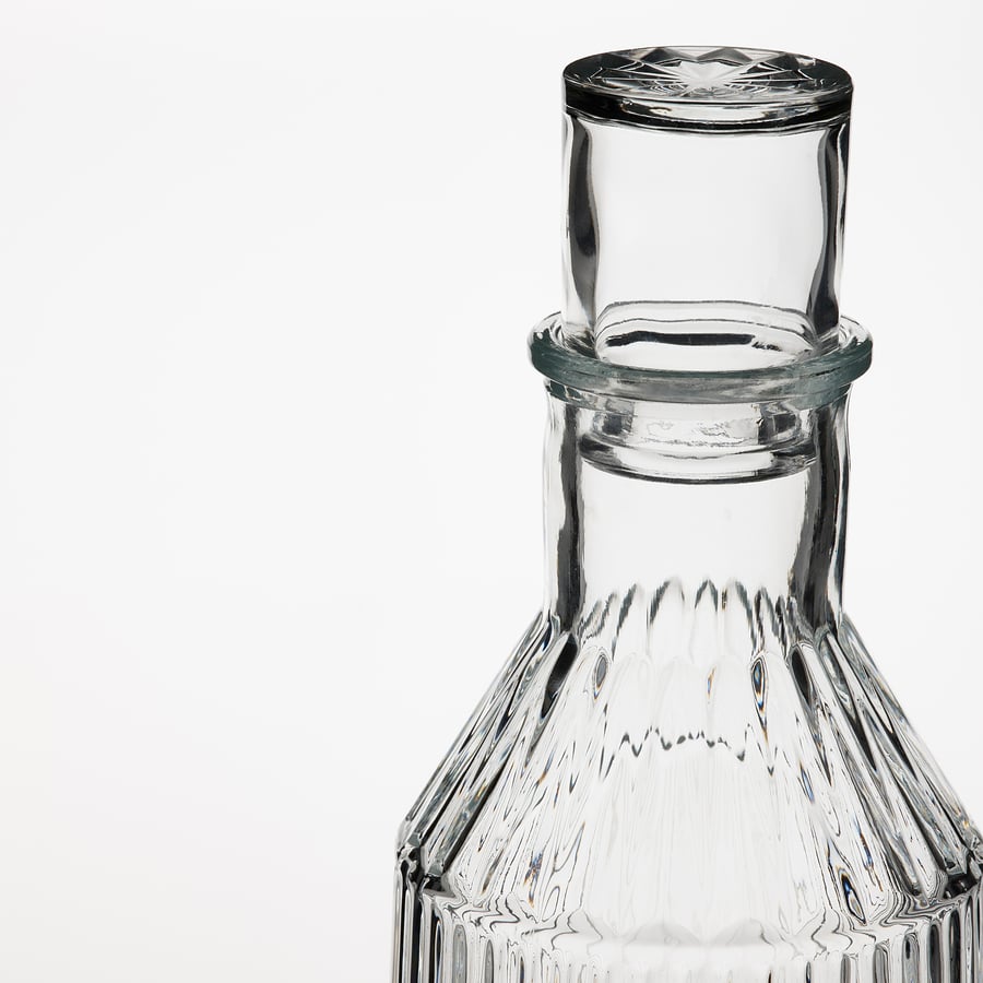 SÄLLSKAPLIG carafe with stopper, clear glass/patterned, 30 oz IKEA